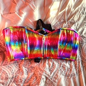 HUSTLERS HOLIDAY SPARKLE CROP TOP XL -NWOT